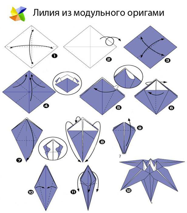 роза оригами модульное