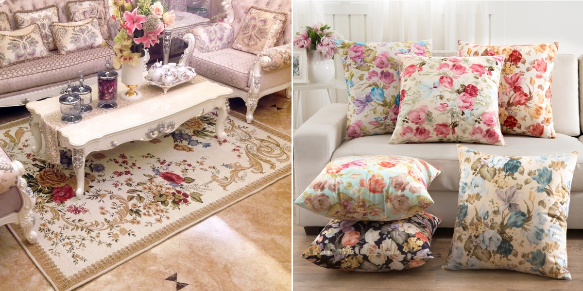 Ковры и подушки с цветами