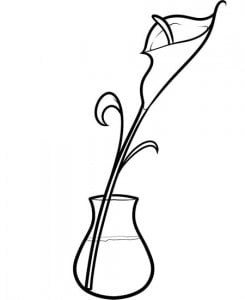 как рисовать цветок в вазе