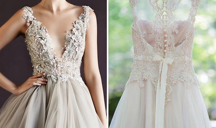 Красивое платье с жемчугом - идеально для свадьбы в стиле шебби шик