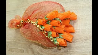 Самый простой способ сделать Букет из КОНФЕТ /DIY crafts : How to make crepe paper flowers
