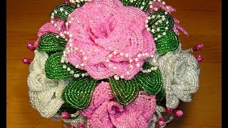 Свадебный букет из бисера с эустомой своими руками. Часть 1/4. // Wedding bunch of beads by hand.