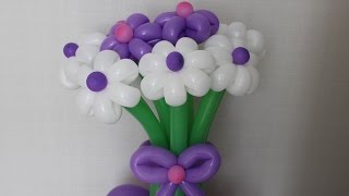 Цветы из шаров Букет на подставке с бантом из шдм Flowers of balloons
