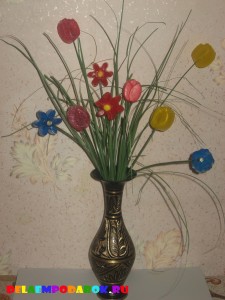 букет из мыльных цветов в вазе