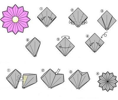 оригами из бумаги цветок схема