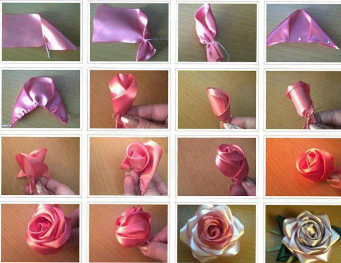 букет роз из атласных лент