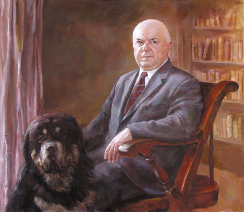 Портрет мужчина с собакой