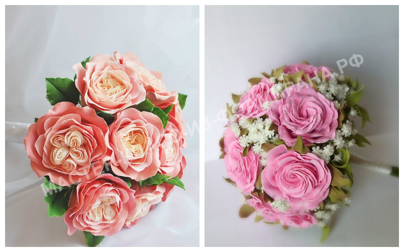 Свадебный букет из фоамирана с розами