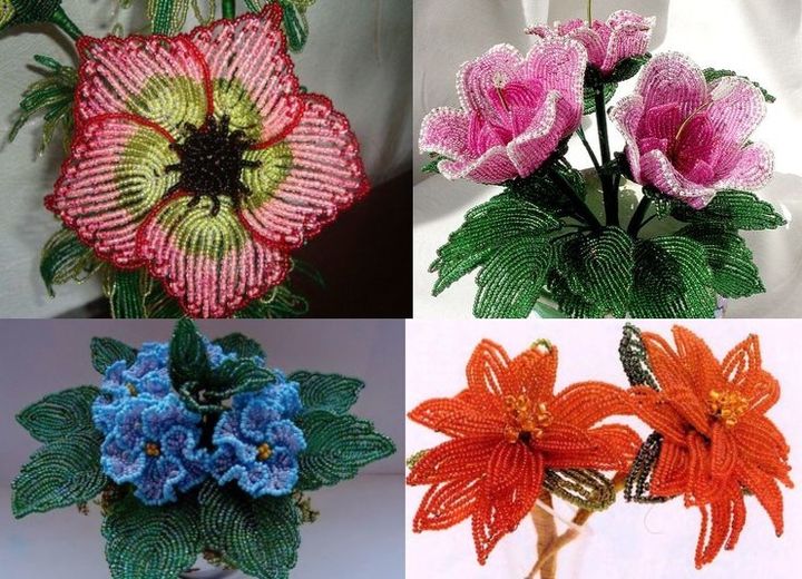 Разнообразие цветов из бисера