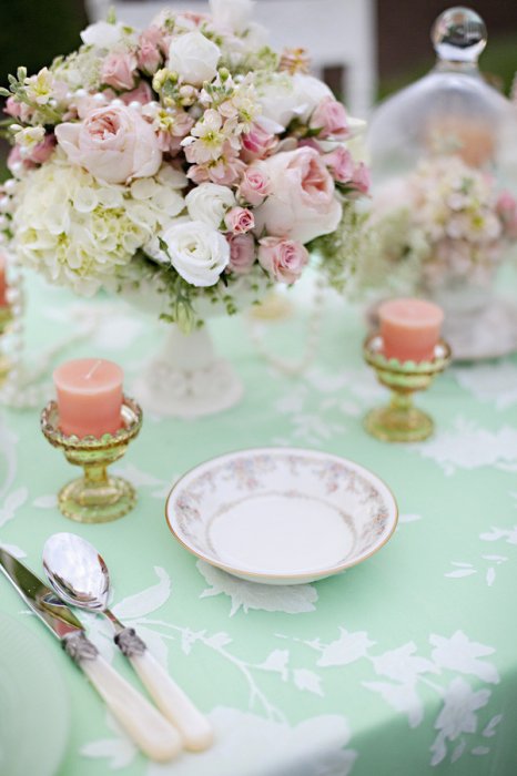 Украшение свадьбы в розово-мятном цвете