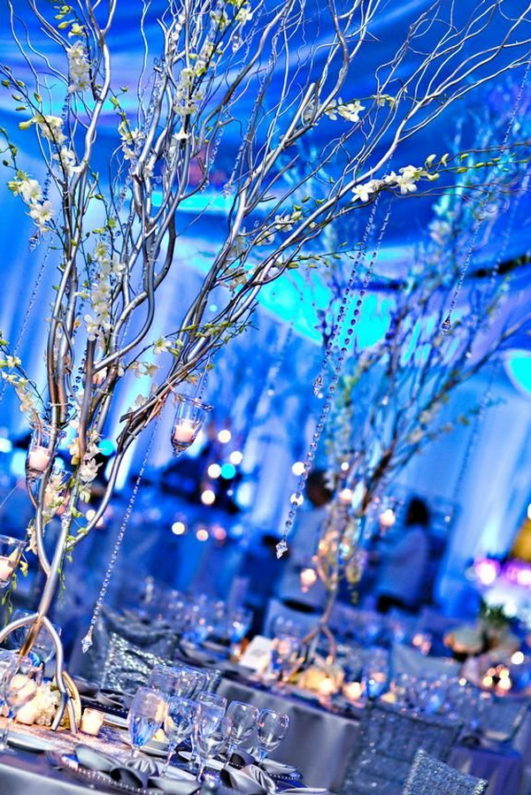 оформление зимней свадьбы в синем цвете