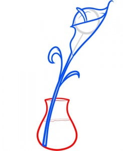 как нарисовать цветок в вазе