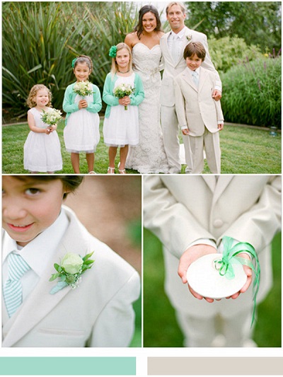 Двухцветное цветовое решение для свадьбы в мятном стиле