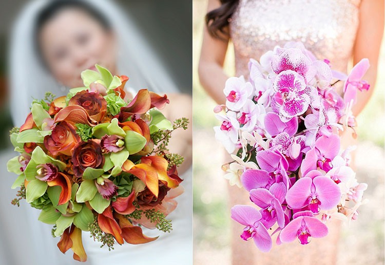 Букет невесты из орхидей. Разнообразие расцветок