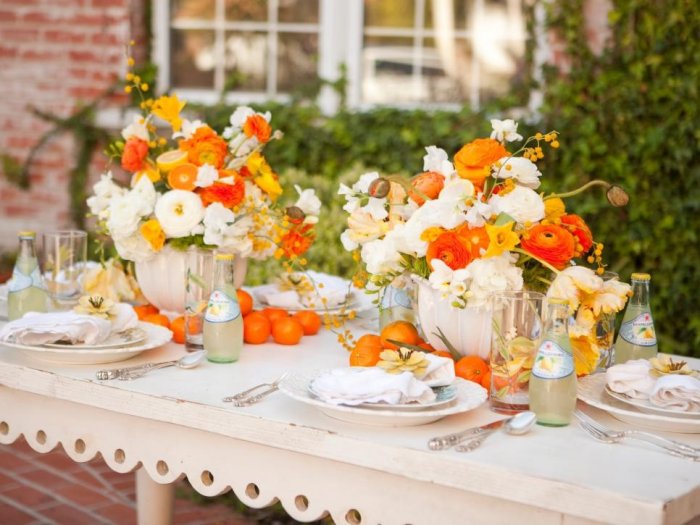 Апельсины в декоре свадебных столов