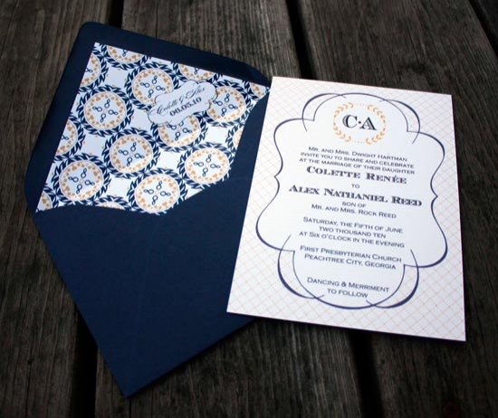 Синий конверт для пригласительных