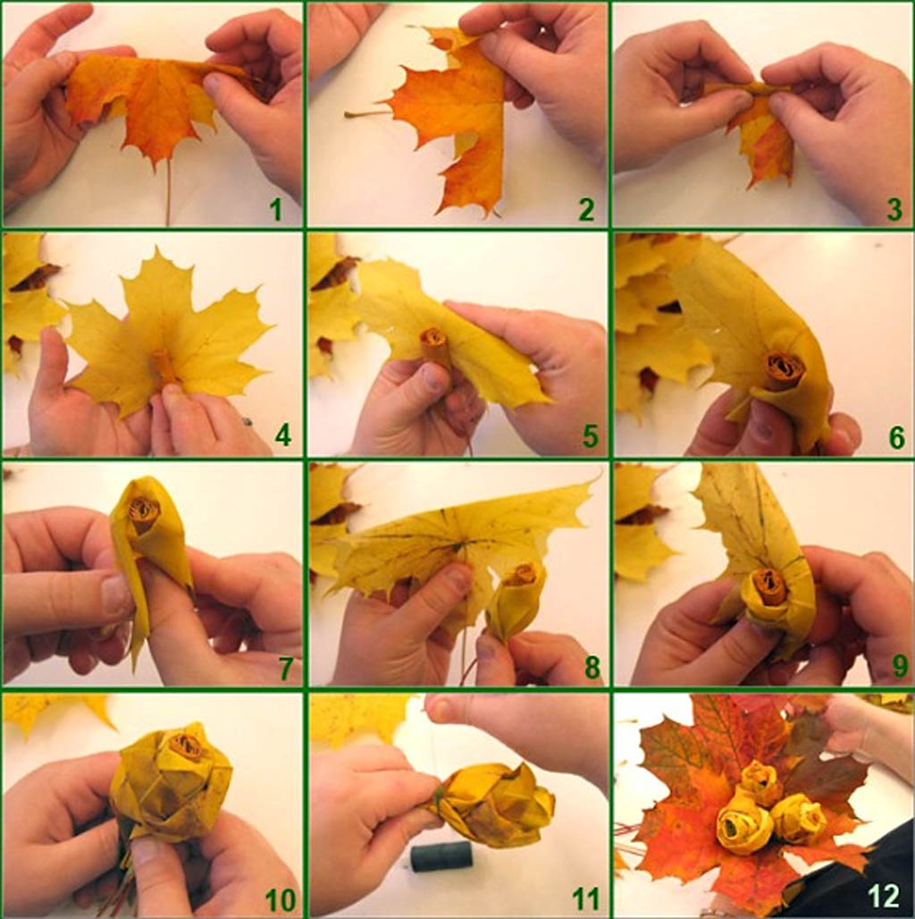 Как сделать розу из кленовых листьев