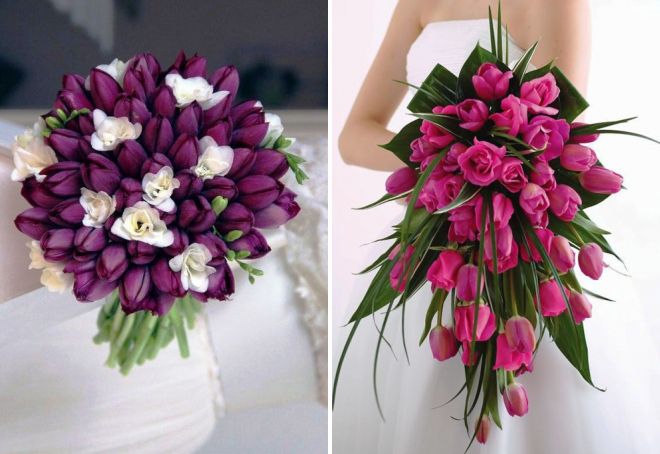 модные свадебные букеты из тюльпанов