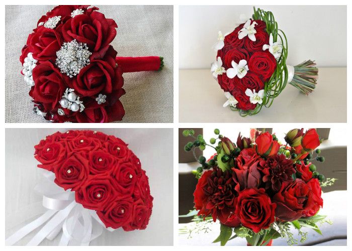 Свадебный букет для невесты из красных роз