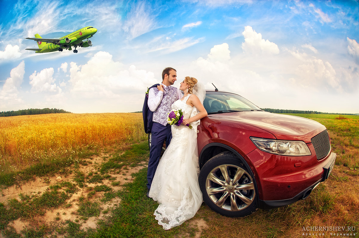 Сиреневая свадьба фото с самолетом