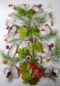 комбинированный букет (лук, зелень, морковь, ягоды)