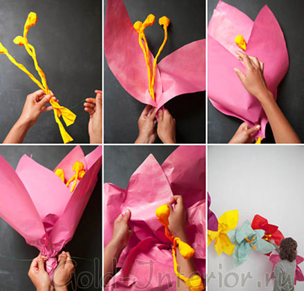 Инструкция по созданию гирлянды цветов из бумаги