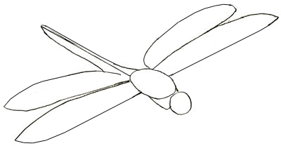 Как нарисовать стрекозу, шаг 4