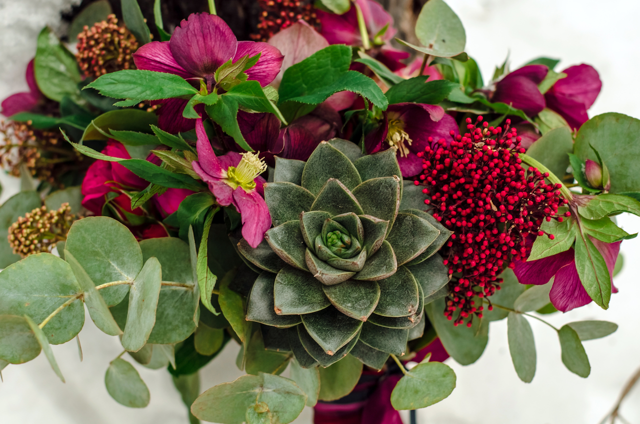 Оригинальный букет невесты 2016 с живими экзотическими растениями