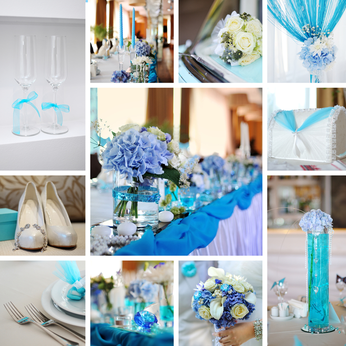 Оформление свадьбы в сине-голубом стиле