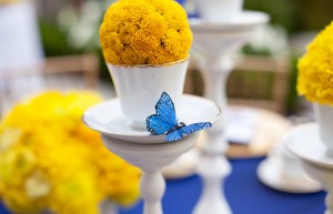 сине-жёлтый свадебный стол