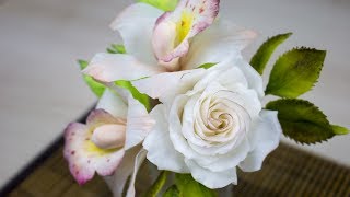 Цветы из Сахарной пасты( Принцесса). Орхидея и Роза в цветочной композиции - Я - ТОРТодел!