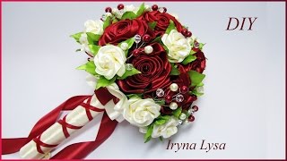 Свадебный букет-дублер с розами🌹 (по МК Avonessa Fabric Flowers)/Wedding Bouquet/Tutorial