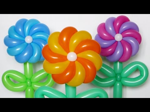 Twisted daisy of ten petals - balloon tutorial (Subtitels)