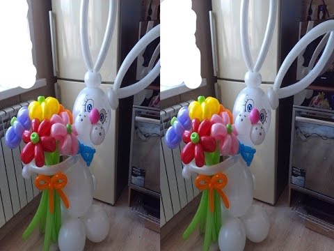 Заяц из воздушных шаров своими руками. Rabbit of balloons with their own hands.
