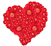 Букет из красных цветов в форме сердечка | Фото
