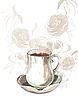 Чашка кофе и розы | Векторный клипарт