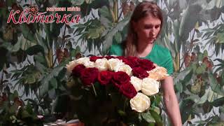 Букет цветов своими руками: 101 роза в виде сердца в корзине