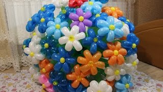 Цветок ромашка из воздушных шаров шдм Flower of balloons