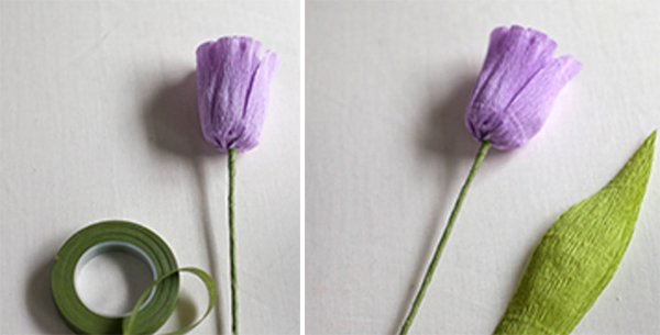 Как сделать тюльпаны из гофрированной бумаги – схема, фото 11
