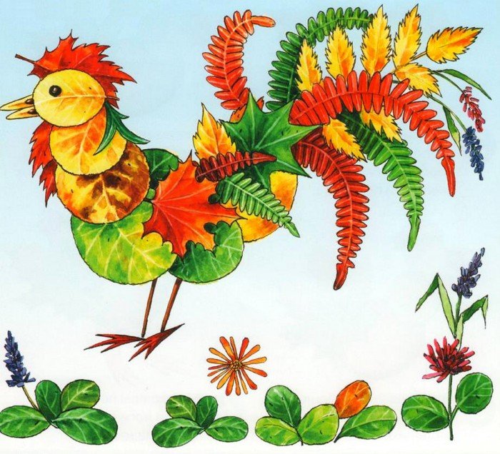 аплікація з осіннього листя, фото 12