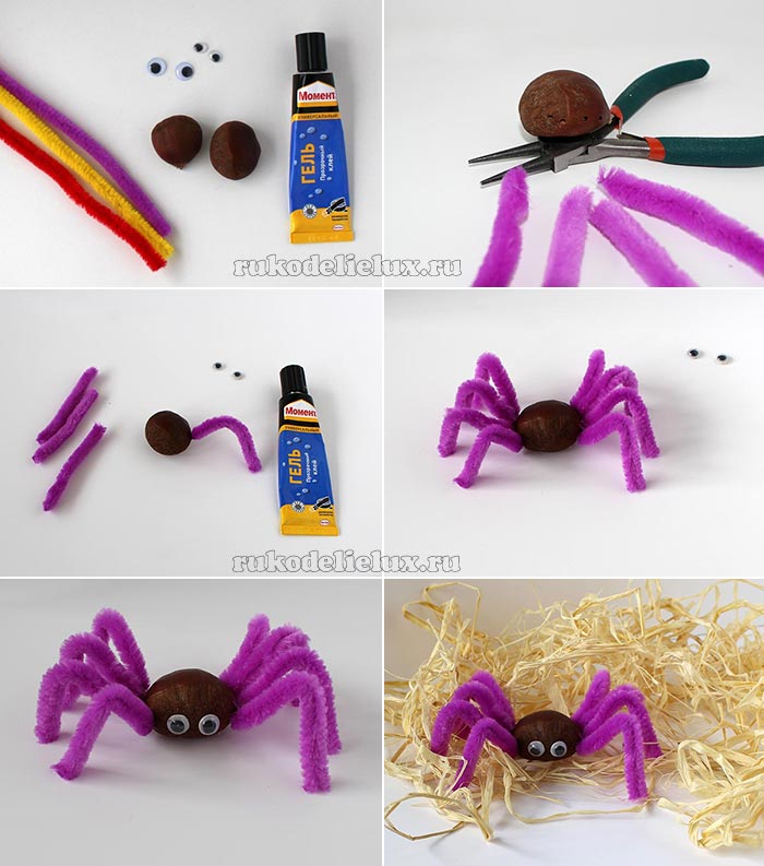 Как сделать паука из каштанов