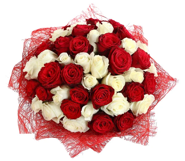 Флористическая композиция белых и красных роз. цветочные композиции из красных и белых роз. изолированные изображения на белом фоне Лицензионные Стоковые Фото