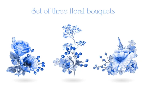 Набор акварели цветочные букеты для дизайна — стоковое фото