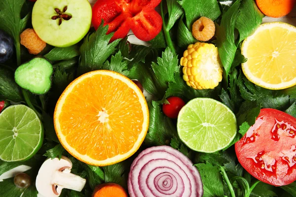 Милый красочный букет нарезанные овощи и фрукты фона Стоковое Изображение