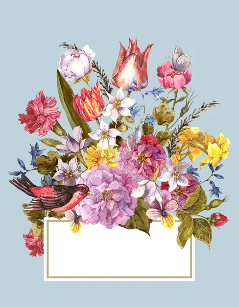 Весной цветочные ретро карты в винтажном стиле Стоковое Фото