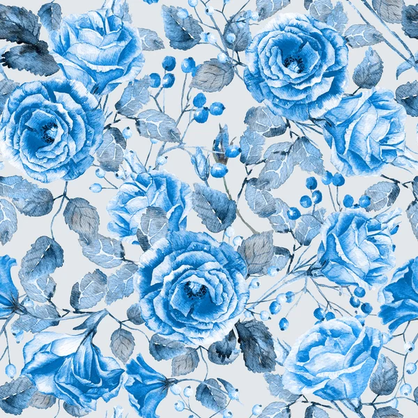 Бесшовный фон акварель голубые розы Лицензионные Стоковые Фото