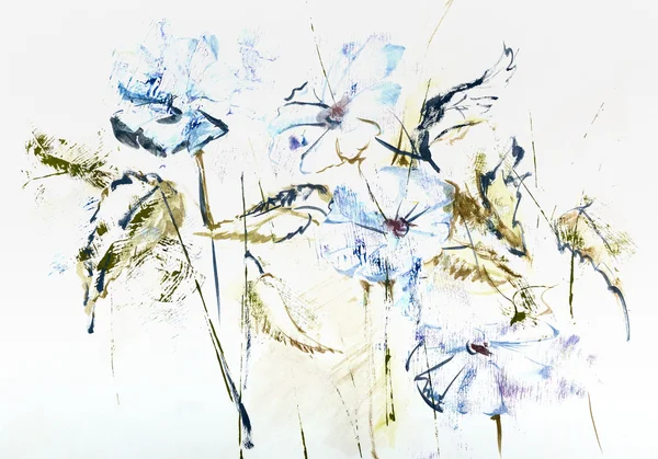 Стилизованные руки обращается акварель цикорий цветы в impressionis Стоковое Изображение