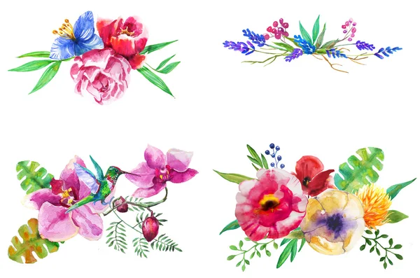 Набор акварели цветочные композиции Лицензионные Стоковые Изображения