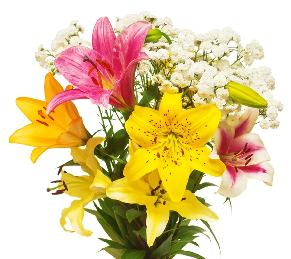 Букет из цветов тысячелистника и лилии Стоковое Фото