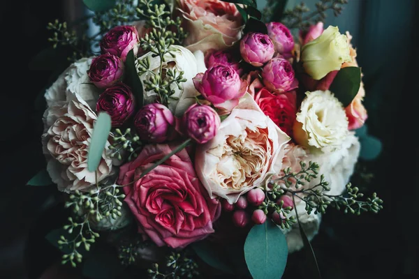 Богатые Свадебные Букеты Роз Гортензии — стоковое фото